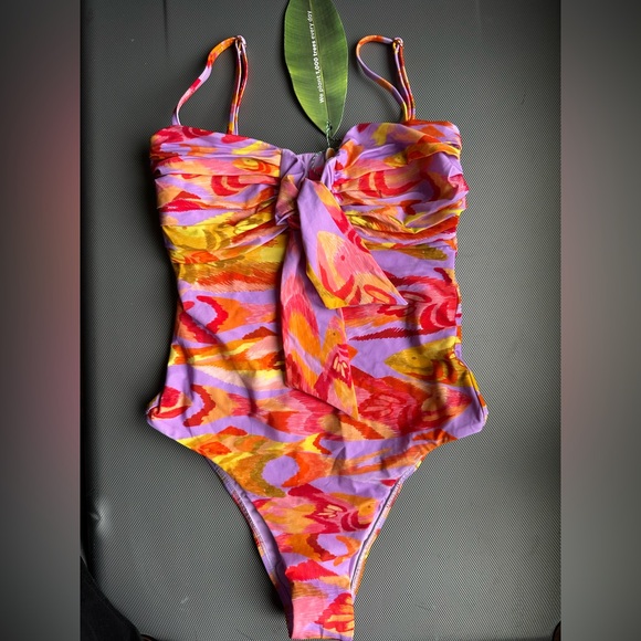 FARM RIO PAINTED FISHES BANDEAU ONE PIECE - Picture 5 of 13